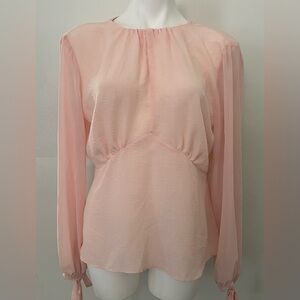Women’s Topshop Supe Cute Tie Sleeve & Neck Open Back Blouse Size 10 Pink